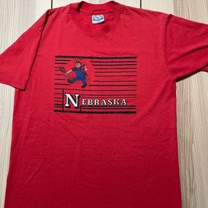 Vintage 80s‎ Nebraska Cornhuskers Football Box Logo SS Shirt